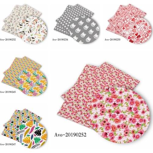 50*150cm Hot Sell Flower Cat Heart Pattern Printed Leather Polyster Cotton Liverpool Bullet Fabric for DIY Handmade By Yards