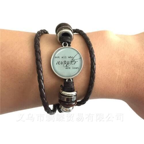 Double letter Bracelet Vintage Jewelry Keep Your Temper Quote 20mm Glass Cabochon Brown/Black Weave Leather Bangle Best Gift