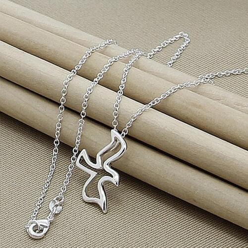 Big Promotion 925 Silver Chain Necklace Angel Fly Bird Pendant Necklaces for Women Girls Trendy Jewelry