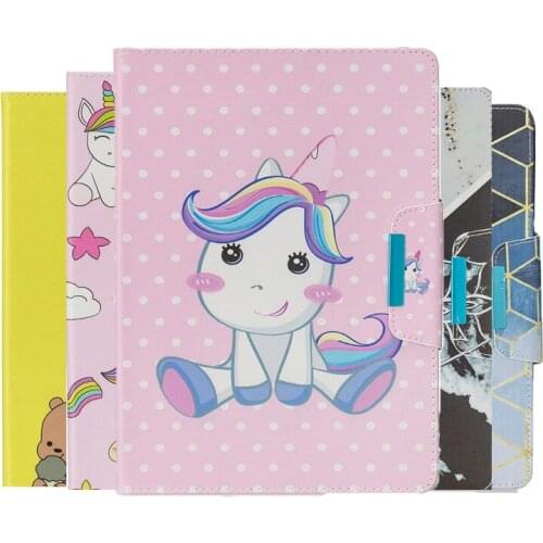 Case For Samsung Galaxy Tab A T550 T555 9.7 inch Cartoon Unicorn Leather Cover For samsung SM T555 P550 P555 Case + film