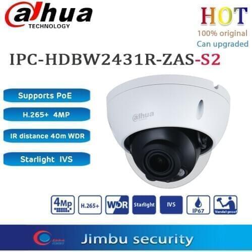 Dahua CCTV Security IP camera IPC-HDBW2431R-ZAS S2 4MP POE H.265+ Starlight support upgraded English IR40M WDR