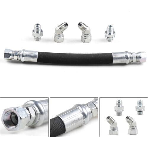 For Ford 99-03 7.3L Powerstroke High Pressure Oil Pump HPOP Crossover Line Hose (1* Hose , 2*45 ° Connectors,2*Directly Head)