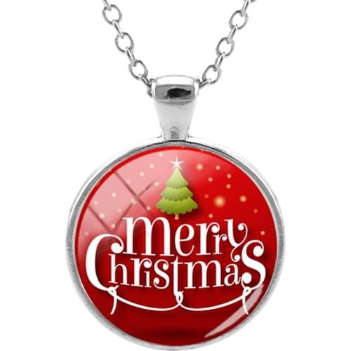 JWEIJIAO Merry christmas necklaces Glass Dome lovely Snowman deer Pendant Necklace Cabochon New year Jewelry for girls CM403