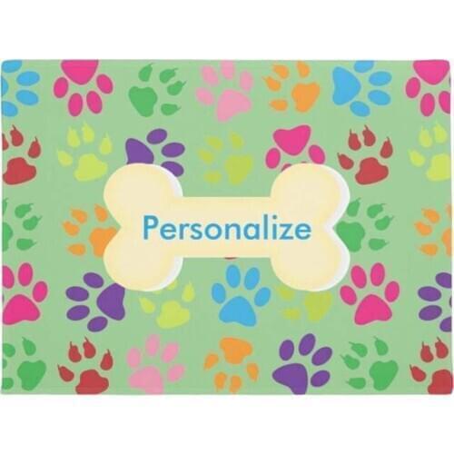 Entrance Way Door Mat Custom name Rainbow Paw Print Door Mat Funny Carpet Non-Woven Fabric Top with a Anti-Slip Rubber carpet