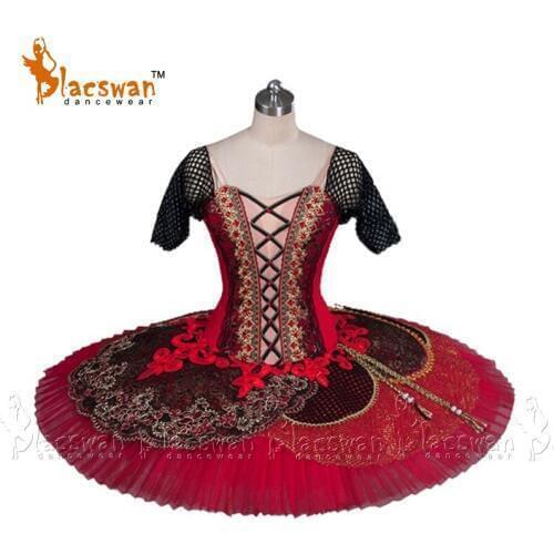 Red Spanish Professional Ballet Tutu Costume BT887 Girl Pancake Ballet Tutu Costume Dance Troupe Performance Tutu Don Quixote