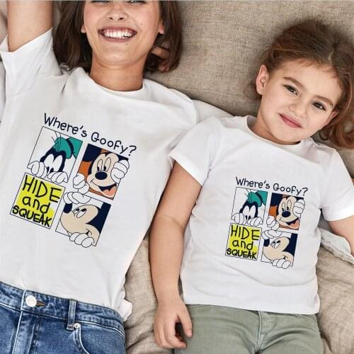 Wheres Goofy Summer Family Tshirt Short Sleeve Casual White O-neck Tshirts Baby Kids Mommy And Me Family Matching Outfits