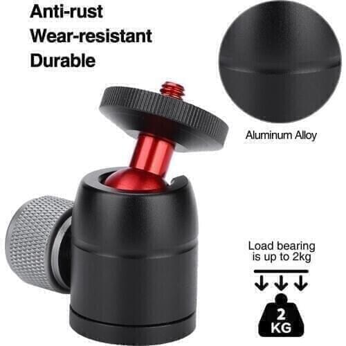 VELEDGE Mini Ball Head 360° Rotatable Mini Gimbal Tripod Ball Head Mount with 3/8"to 1/4"Adapter