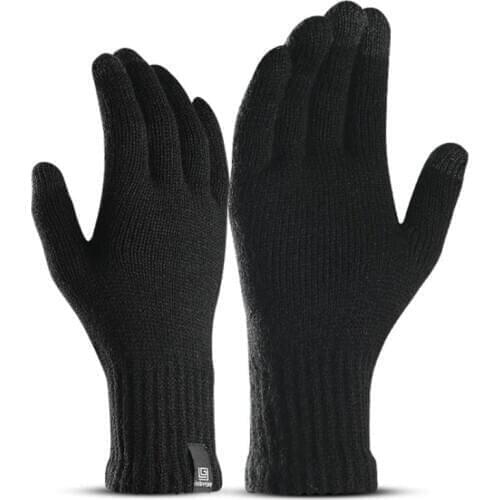Men Womens Winter Knitted Touch Screen Gloves Outdoor Sport Training Snow Ski Full Finger Elastic Ribbed Cuff Stretchy Mittens