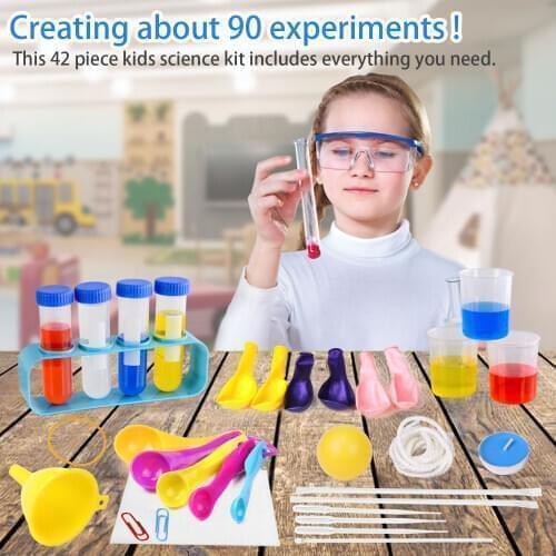 90 Science Experiments Set DIY Handmade Science Experiment Kit with Test Tubes Funnel Coloring Tools Toys for kids Educational