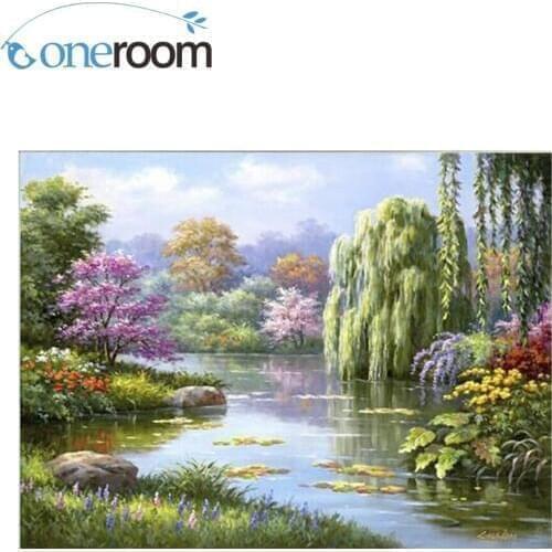 Oneroom Needlework Crafts 14CT unprinted Embroidery Quality Counted Cross Stitch Kit Set Oil Painting Spring tree patterns