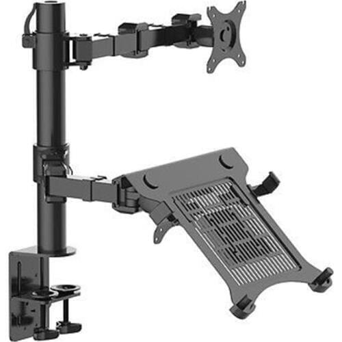 D1F2 Full Motion Desktop 10"-15.6" Laptop Mount & 10"-27" Monitor Mount Holder LCD Dual Arm Desk Stand Max Support 10KG Each Arm