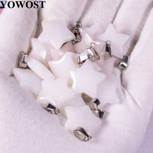Wholesale 10Pcs/Lot Fashion Assorted Natural Stone White stone Dangle Star Beads Charms Pendants For Jewelry Making QV0008