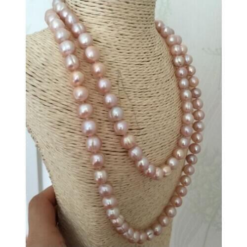 Gorgeous 11-12mm south sea baroque lavender pearl necklace 925silver