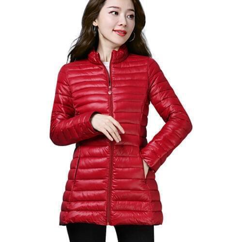 Lightweight Cotton Coat Spring Long Solid Color Standing collar Cotton Jacket Female Korean Version Large Size Fashion Coat