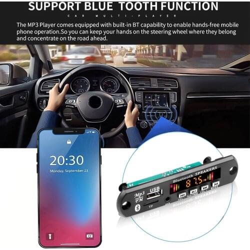 Bluetooth MP3 decoding board for 5V voice recording 5V 12V Car FM Radio Module Support FM TF USB AUX Audio Record