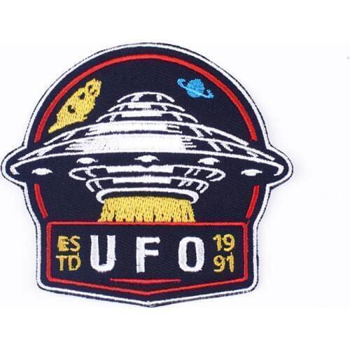 Pulaqi Diy Accessory Alien Patch Punk Patch Iron On Clothing Patches On Clothes Embroidered Patches For Clothing Spaceship Smile