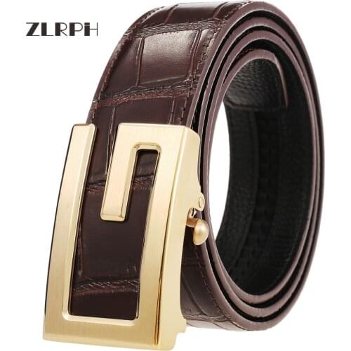 ZLRPH Luxury Designer Belt Automatic steel Buckle Men High Quality Strap Belt for Jeans