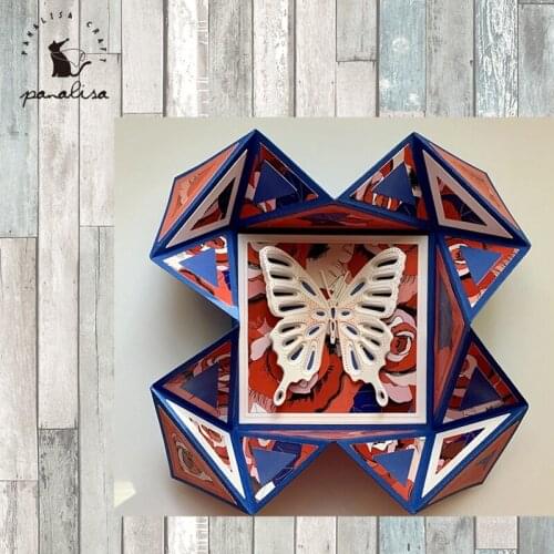 Panalisacraft Folding box 3D Metal Cutting Dies Craft Dies Scrapbooking Card Making Album Embossing Stencil Die Cut Decoration