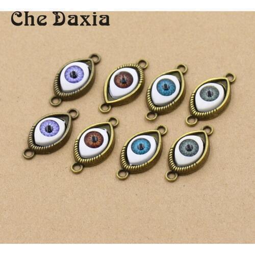 Mixed 20 Pieces/Pack) Vintage Style Evil Eye Double ring pendant For Bracelet Charms