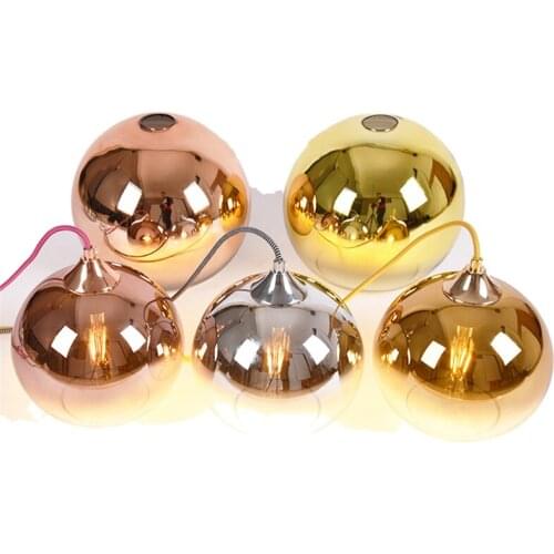 Modern Glass Ball Pendants Lamp 20 25 30CM Living Room Decoration Hanging Pendant Lights Kitchen Ceiling Chandelier Lighting