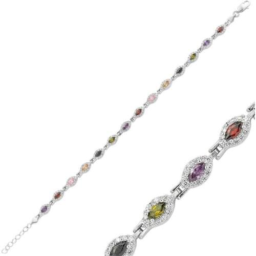 Tevuli 925 Sterling Silver Colorful Stone Water Ways Women 'S Bracelet