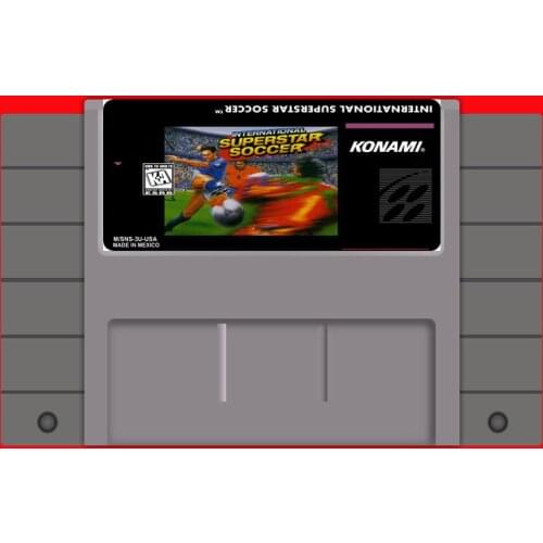 International Superstar Soccer Hot Sale 16 bit Big Gray Game Card For USA NTSC Game Player