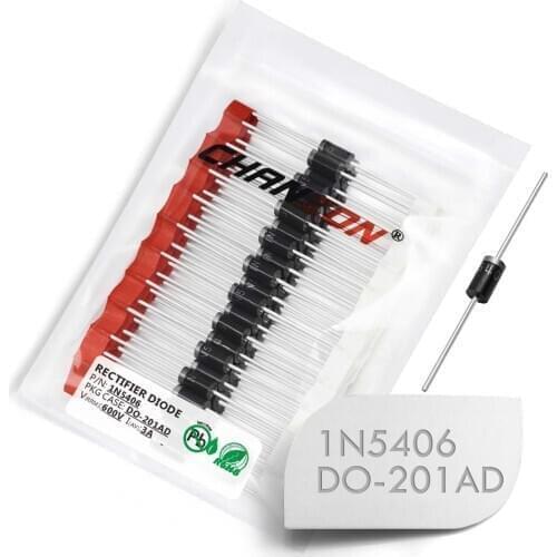 50 Pcs) 1N5406 Rectifier Diode 3A 600V DO-201AD (DO-27) Axial 1N IN 5406 IN5406 3 Amp 600 Volt Electronic Silicon