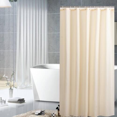 180*180cm Polyester Material Shower Curtain Simple Waterproof Shower Curtain Solid Color Bathroom Curtain with 12 Plastic Hooks