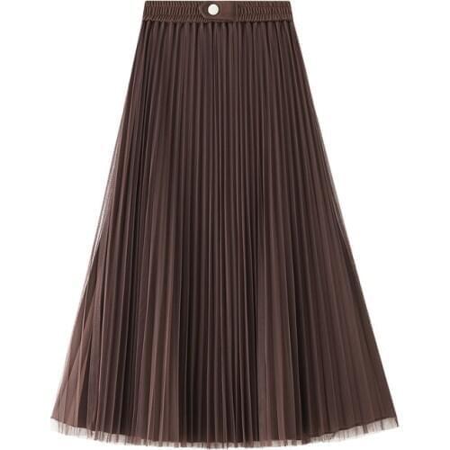 Ladies Womens Tulle Skirt Swing Tutu Skirts Pleated Long Skirts High Elastic Waist Midi Skirt