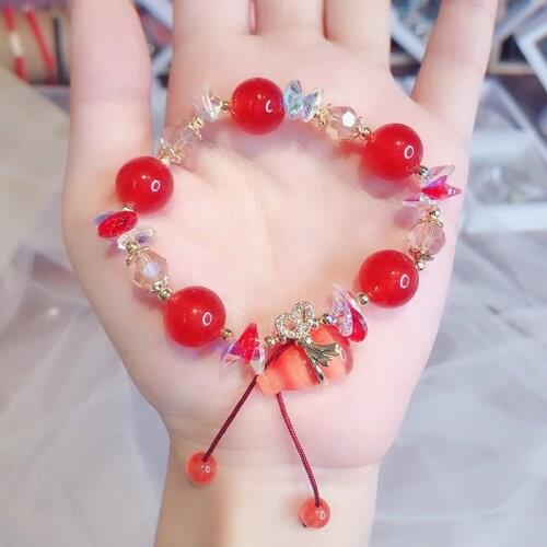 Ethnic Plant Gourd Red/Green Agate Beads Bracelet Trendy Handmade Beaded Strand Bracelets for Women Fine Jewelry 2021 New YBR335