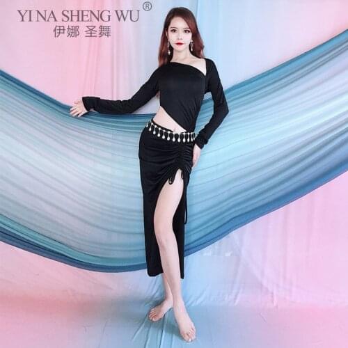 Women Belly Dance Practice Costume Dress Oriental Clothing for Women Belly Dance Clothes Stage Performance Long Sleeve Dress