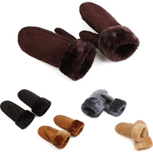 Winter women wool gloves genuine leather gloves ladies leather mittens thicken warm cute sheepskin women gloves outdoor