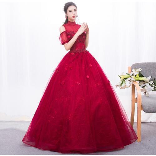 100%real wine red collar cosplay ball gown medieval dress Renaissance gown queen Victorian Belle Ball gown