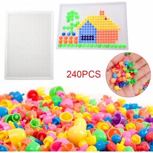 240 Pcs/Set Mosaic Picture 3D Puzzles Toys Children Composite Puzzle Mushroom Nail Kit Educational Kids Toy Gift J2Y