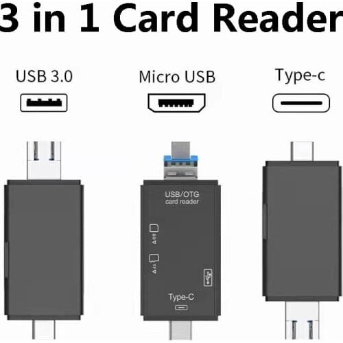 3 In 1 Card Reader SD USB C Card Reader Type C Flash Drive USB 2.0 TF/Mirco SD Smart Memory Card Reader Cardreader Adapter