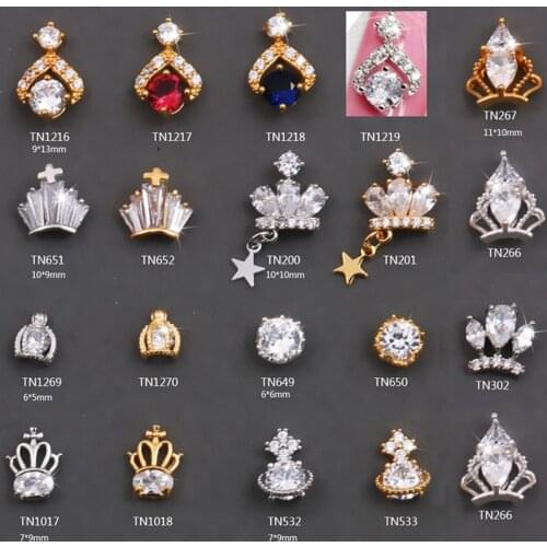 5pcs/lot 3D alloy Zircon Nail art Decoration luxury zircon Crown series nails Accessories top-level crystal Manicure Charms