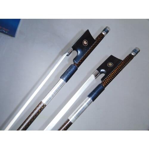 2 PC Strong Carbon Fiber Cello Bow 4/4 (1 Silver Silk Braid & 1 GOLD SILK BRAD)