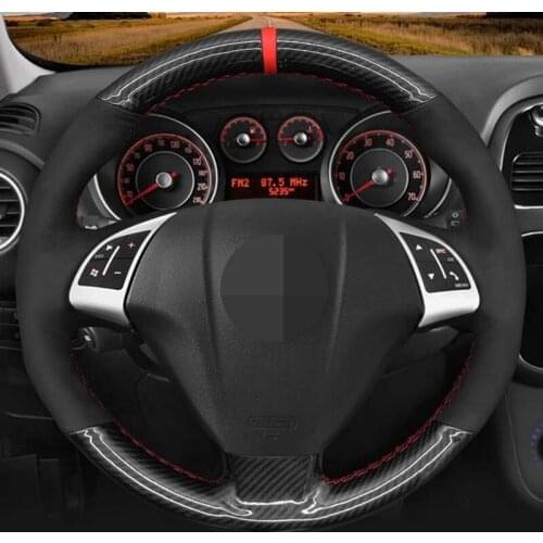 Car Steering Wheel Cover Black Suede For Fiat Grande Punto Bravo Linea 2007-2019 Qubo Doblo Opel Combo Vauxhall Combo 2012-2017
