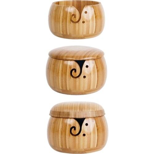 Wooden Yarn Bowl for Handmade Knitting Crochet Yarn Storage Holder Stop Rolling