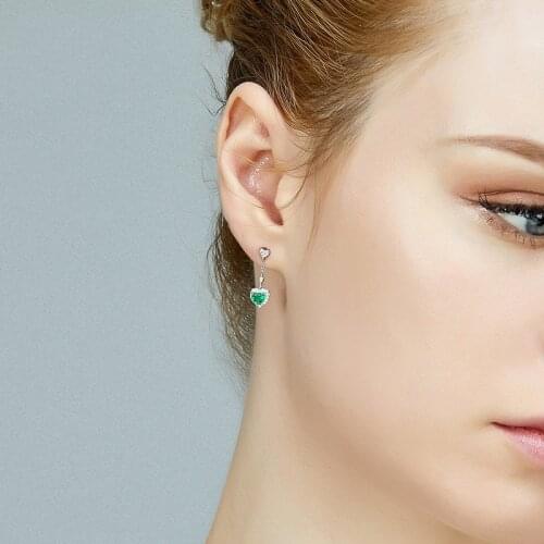 Elegant heart Emerald Dangle Earrings Dazzling Gemstone Women Engagement Wedding Graceful Accessories Fashion Earrings