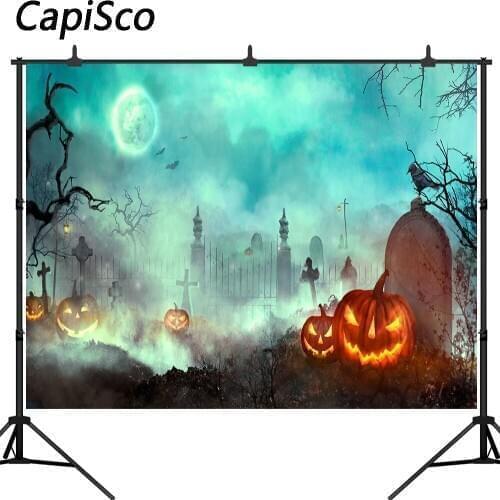 Capisco Halloween Photography Background Scary Graveyard Tombstone bat pumpkin Children Adults Portraits backdrop Photo Studio