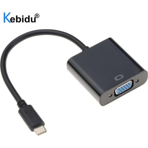 Kebidu USB 3.1 To VGA Cable Type C Male To VGA Female Adapter Cable Converter for Macbook Chromebook Pixel Laptop