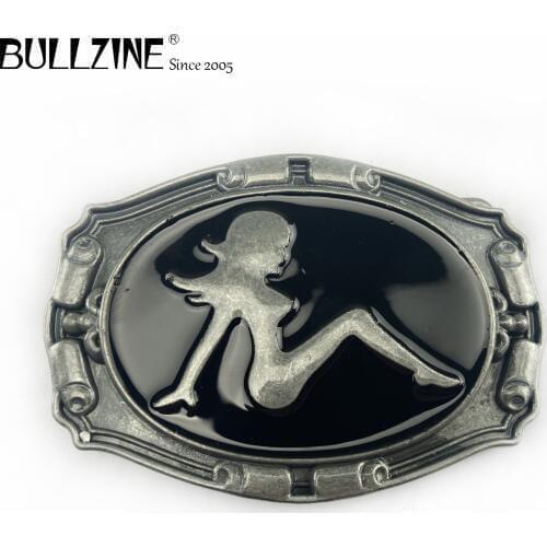 The Bullzine Fashion lady cowgirl belt buckle with pewter finish FP-03054 suitable for 4cm width belt