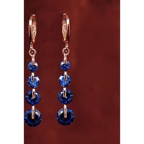 2018 Trendy Fashion long earring Women Waterdrop Long Earrings Rose Golden Plated CZ Crystal Clip Earrings Free Gifts