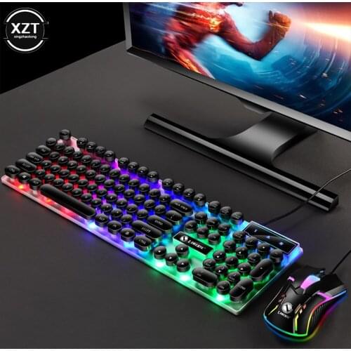 Limei Gtx300 Keyboard and Mouse Set Punk Retro Keyboard Backlit Game USB Wired Suspension Keyboard and Mouse Set