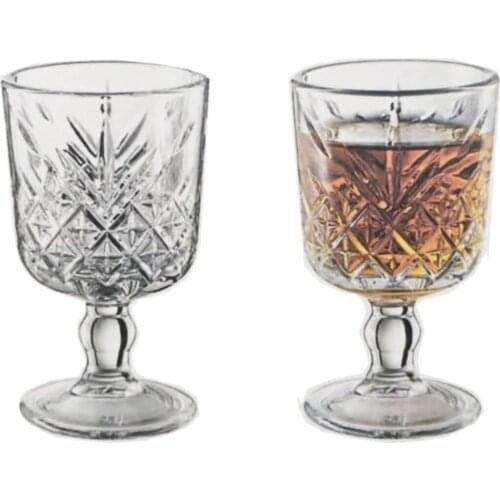 Floor standing Coffee As Cup Set Mini Goblet Cup Crystal Looking Glass Cup Coffee and Sweet Presentation Water Liquor Cup 6 pcs
