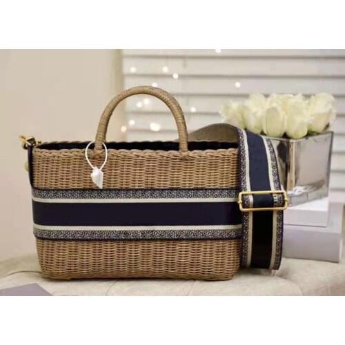 New Cotton Straw Woven Tote Womens Bag Summer Beach Outing Womens Bag Large-capacity Picnic Bag