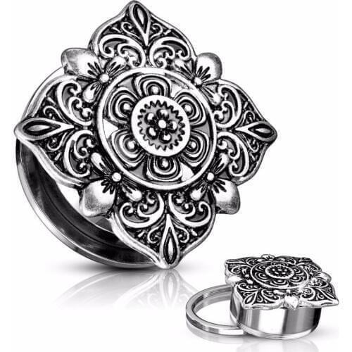 New Fashion A Pair Screw Retro Flowers Stainless Steel Jewelry Ear Plugs High Quality Gauges Earrings Body Piercing Jewelry