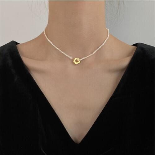 925 Silver Necklace Freshwater Pearls Jewelry Minimalism Pendants Chocker Kolye Vintage Collier Bijoux Femme Flowers Necklace
