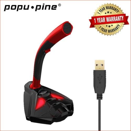 PopuPine Gooseneck Wired Microphone USB Studio 360 Omnidirectional Gaming Singing PC Microphone Professional Wired Microphon